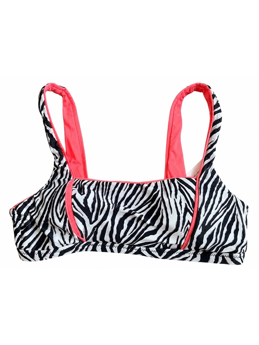 BECCA Zebra Print Bikini Top Pink Black White NWT Size M